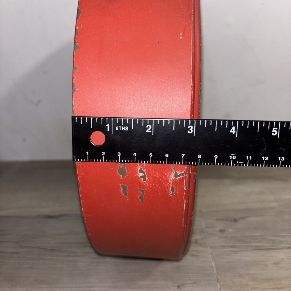 ANTIQUITE DE PARIS Distressed Look Chippy Metal Clock Red Heavy Industrial WORKS - Picture 5 of 6